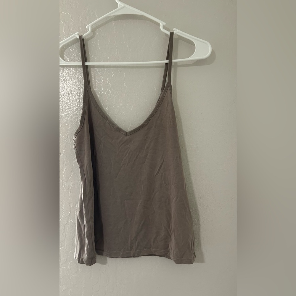 Ecote Taupe V-Neck Spaghetti Strap Tank Top